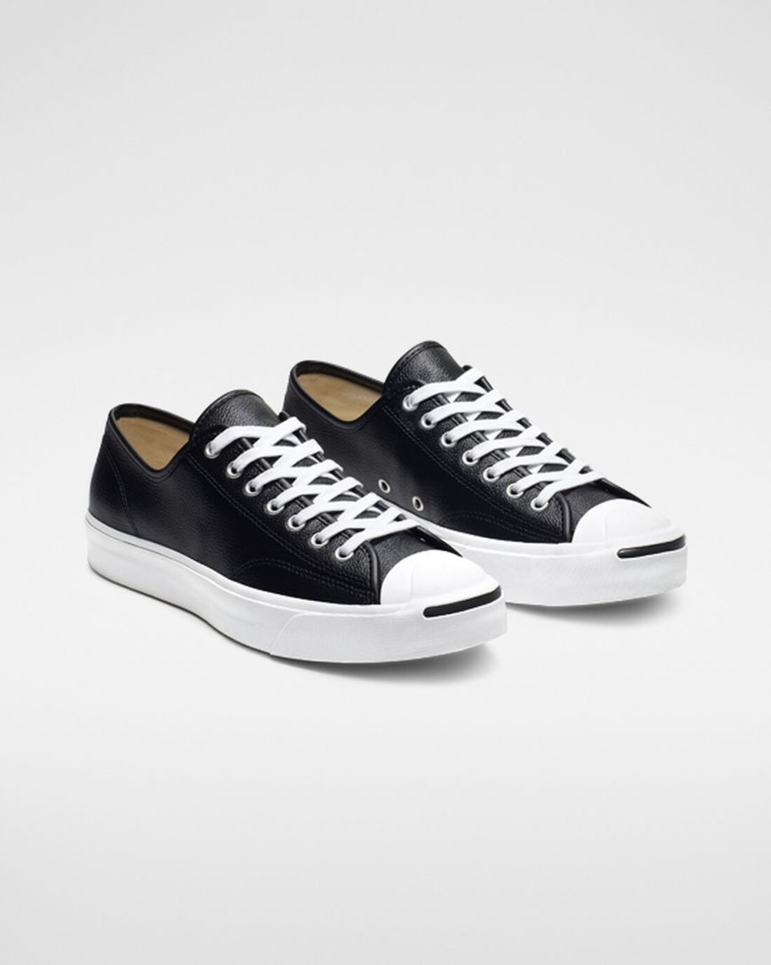 Dámské Boty Nízké Converse Jack Purcell Læder Černé Bílé | CZ XDHE87